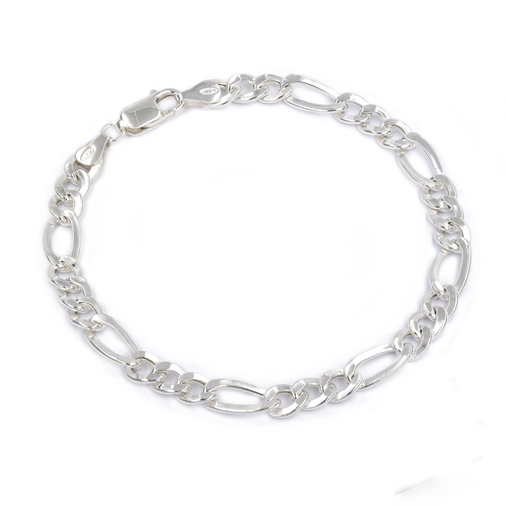 925 Silver figaro bracelet Length: 21cm Width: 6.5mm - SB1023