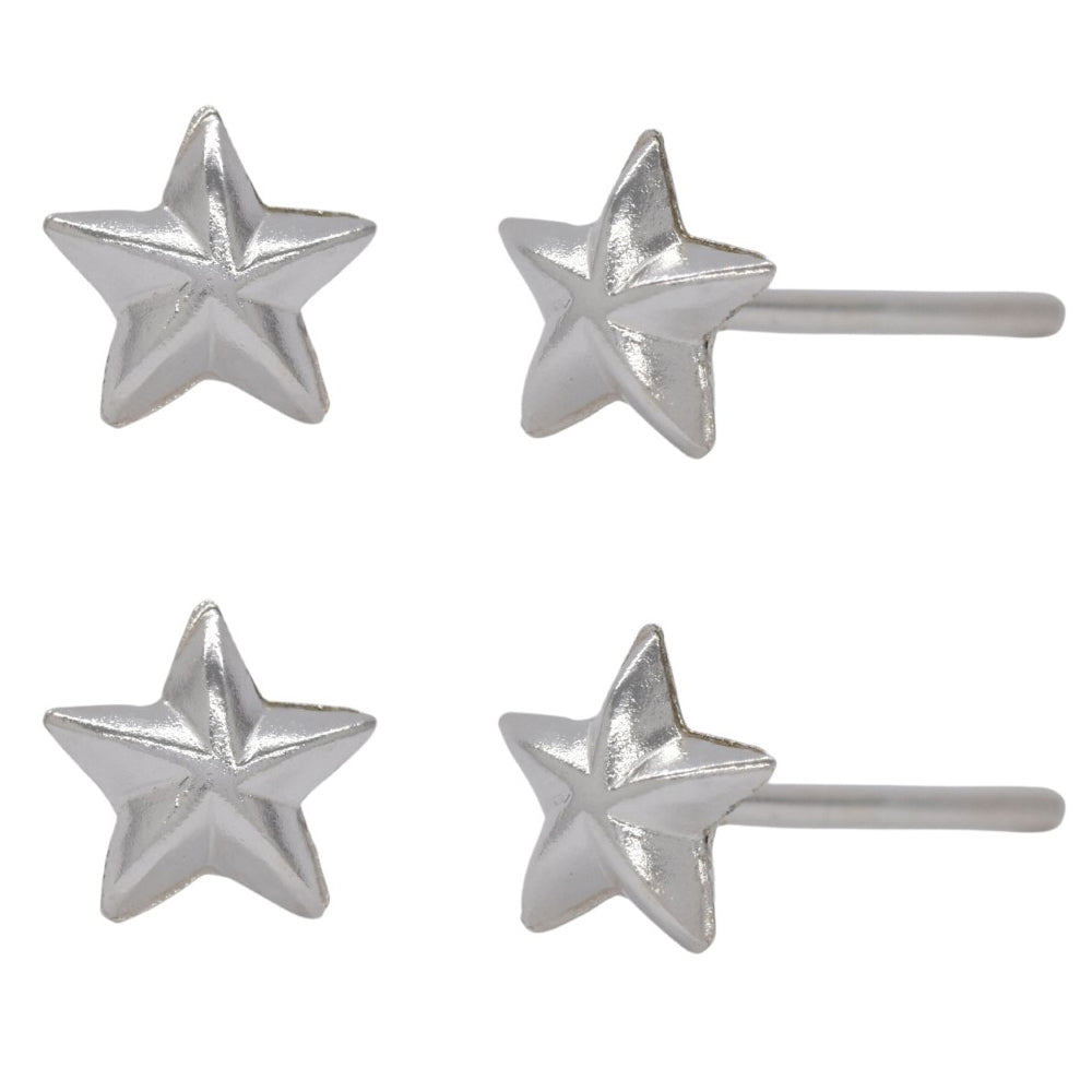 2 Pack 925 Silver star studs earring - SBE007
