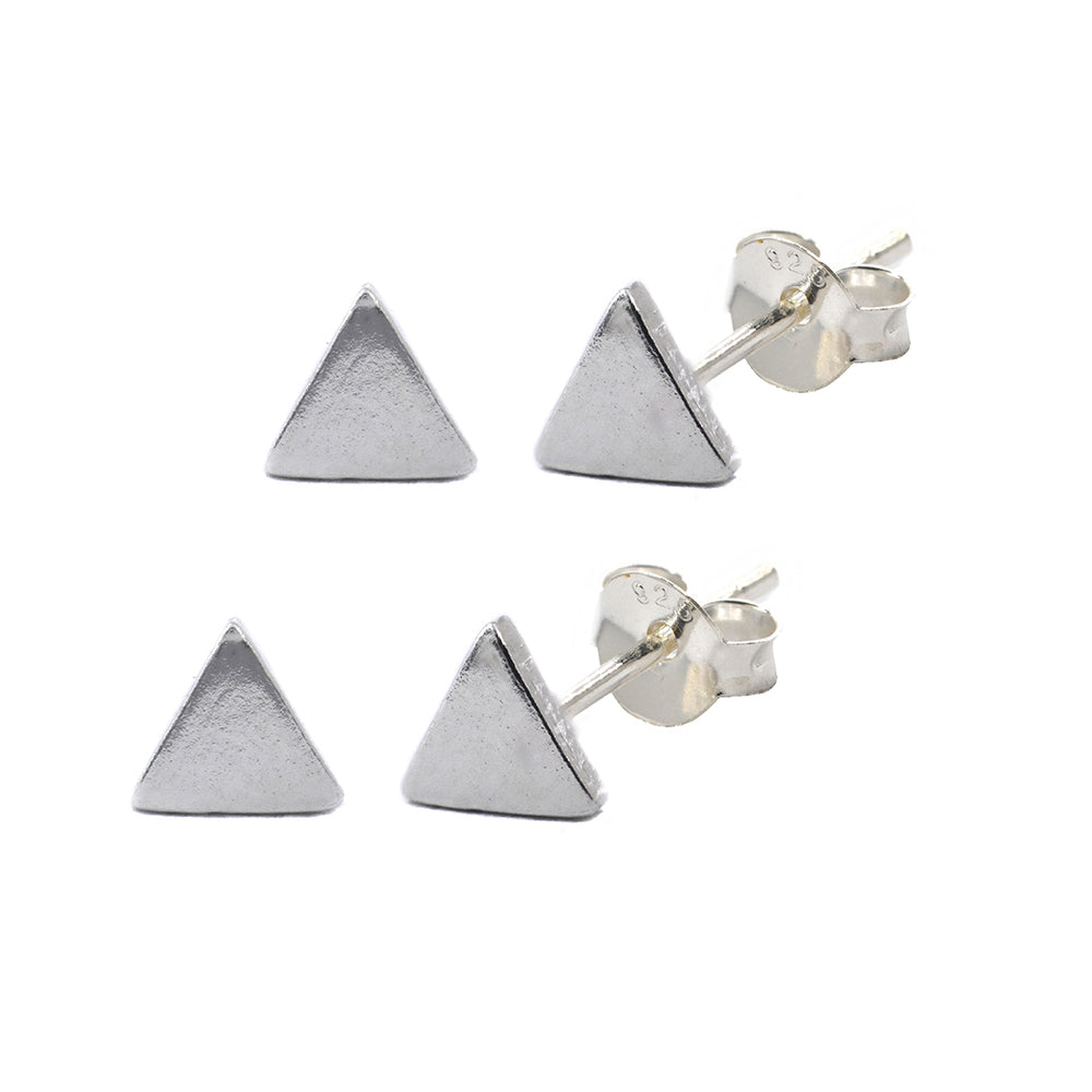 2 Pack 925 Silver geometric triangle stud earring - SBE051