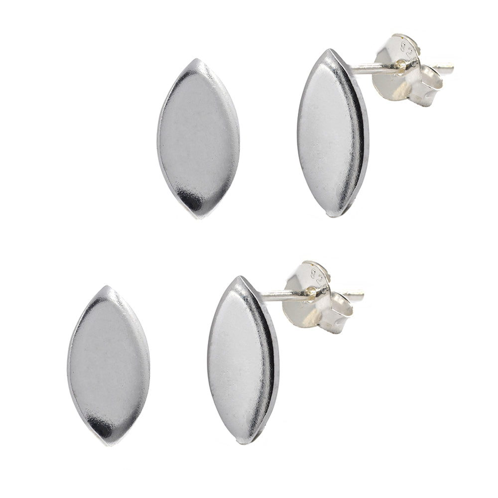 2 pack 925 Silver pointy oval stud - SBE055