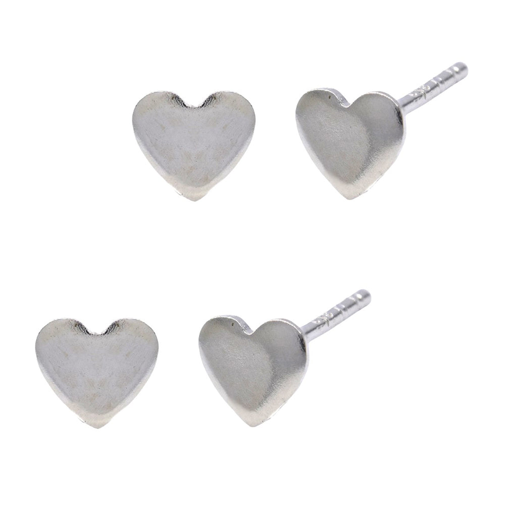 2 Pack 925 silver solid heart earring stud earring - SBE079
