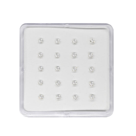 20 Piece 925 Sterling silver clear nose stud