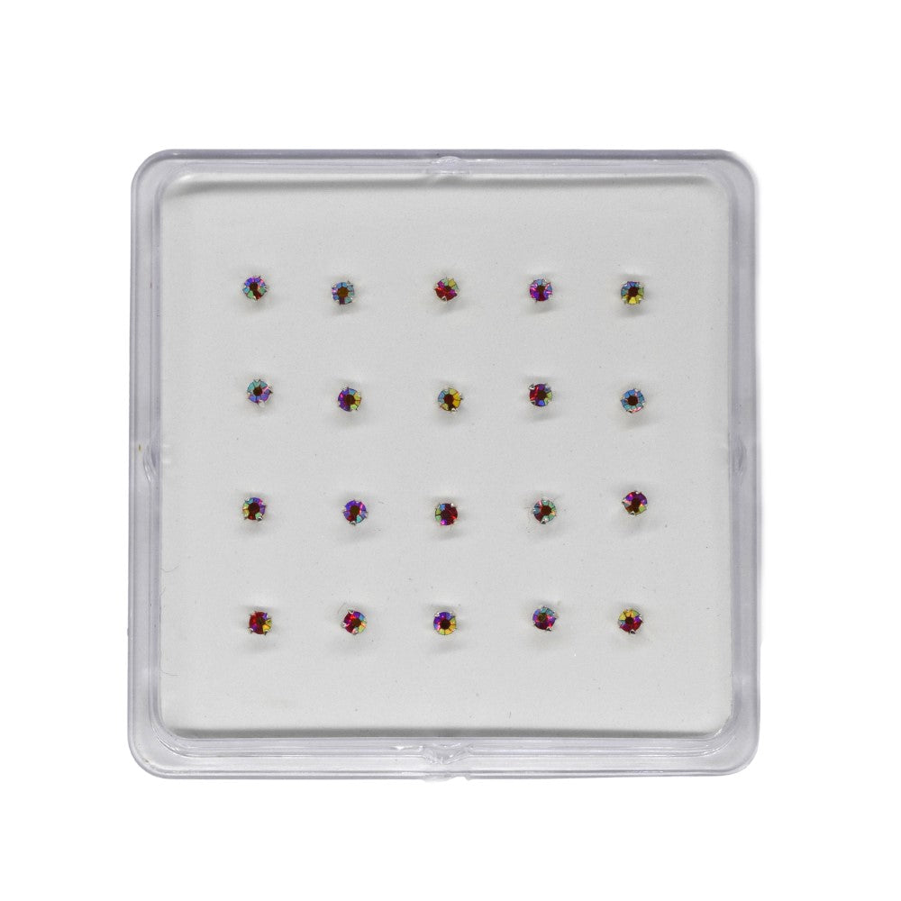 20 Piece 925 Silver pink metallic claw stone nose stud piercing - SBNS093