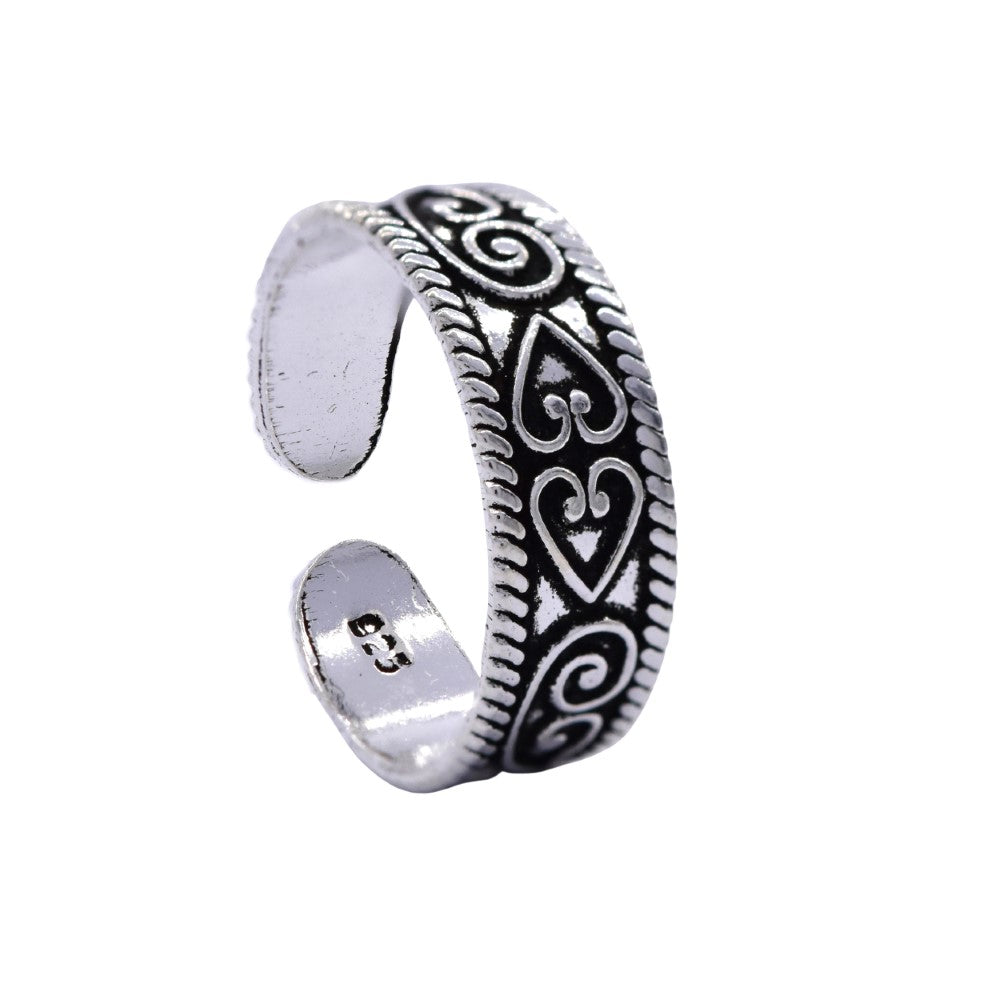 925 Silver Multi Heart Detailed Toe Ring - SBTR085