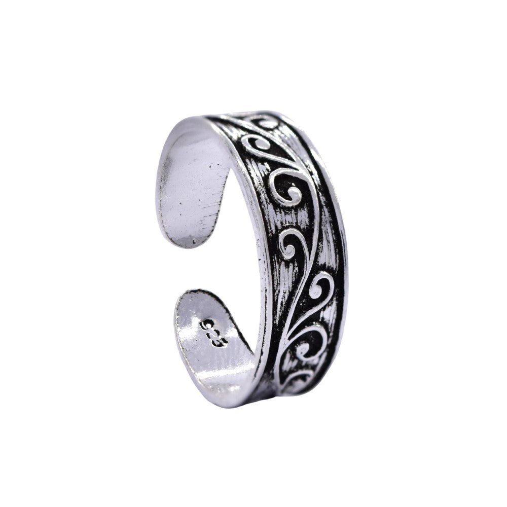 925 Silver curved vine Design Toe Ring - SBTR087