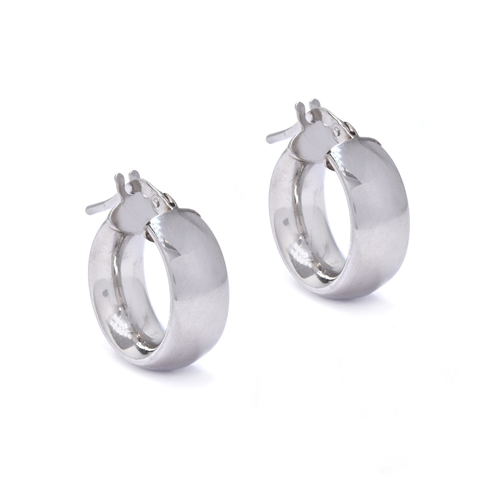 925 Silver 15mm huggie earrings Width: 6mm - SE1026