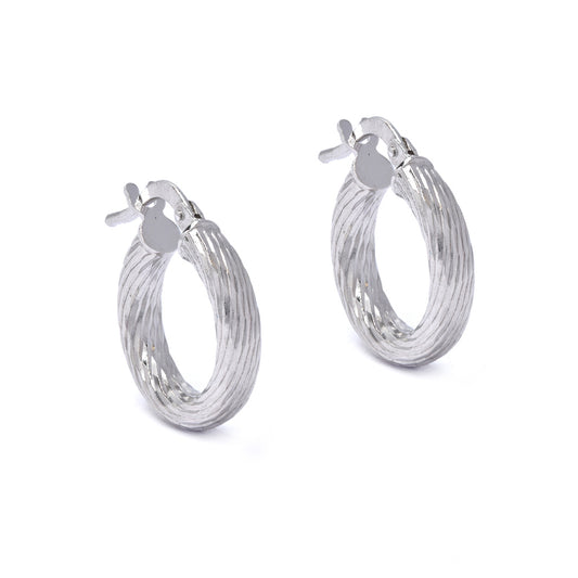 925 Silver 15mm rope huggie earrings Width: 3mm