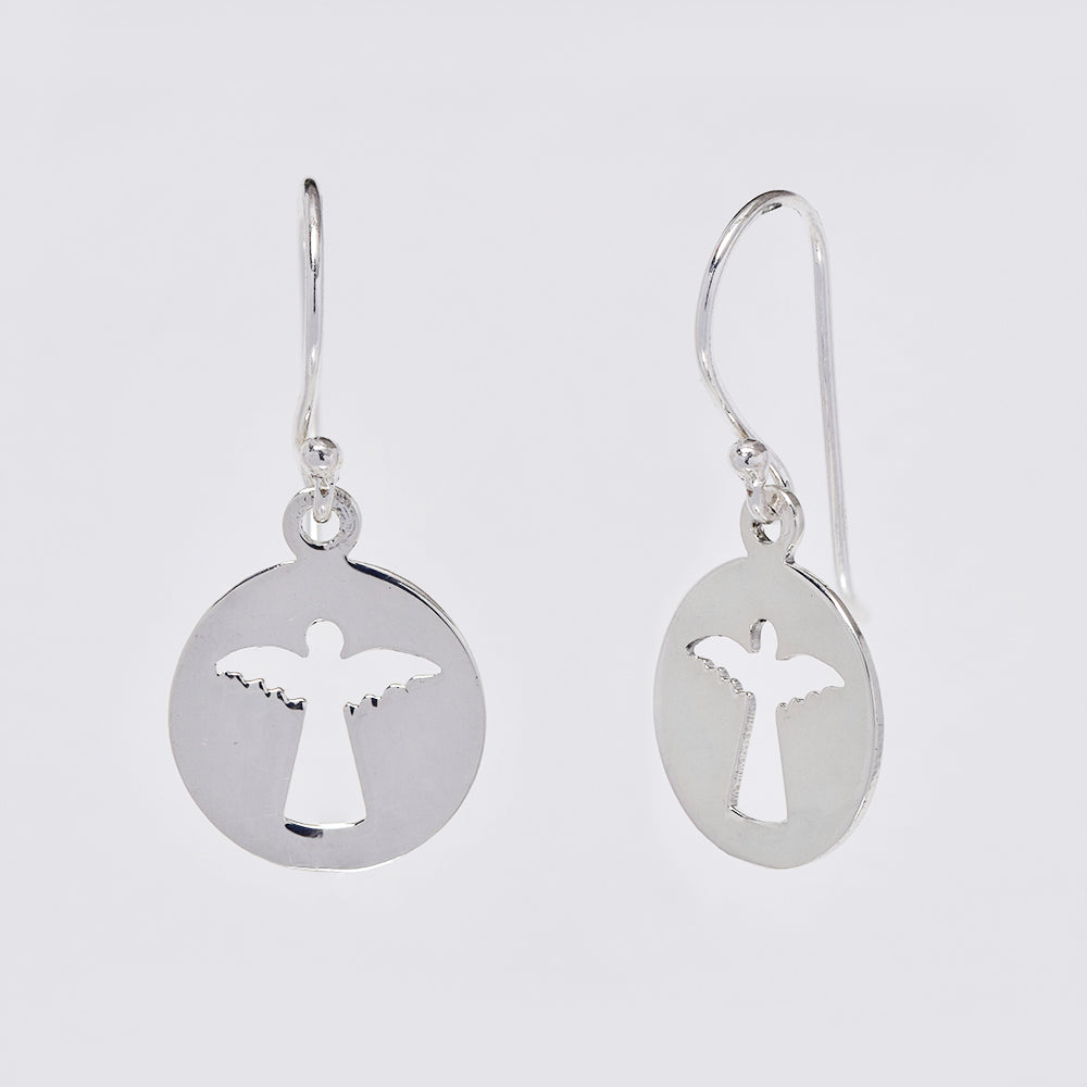 925 Silver angel disk earrings - SE1038