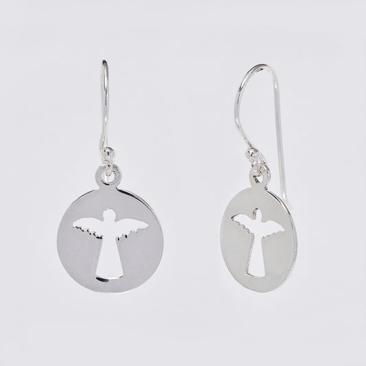 925 Silver angel disk earrings