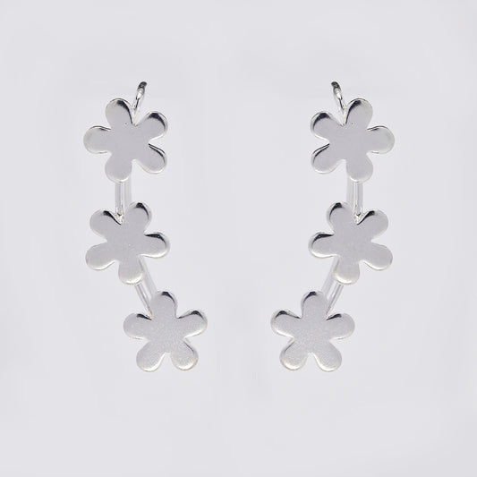 925 Silver flower ear cuff earrings