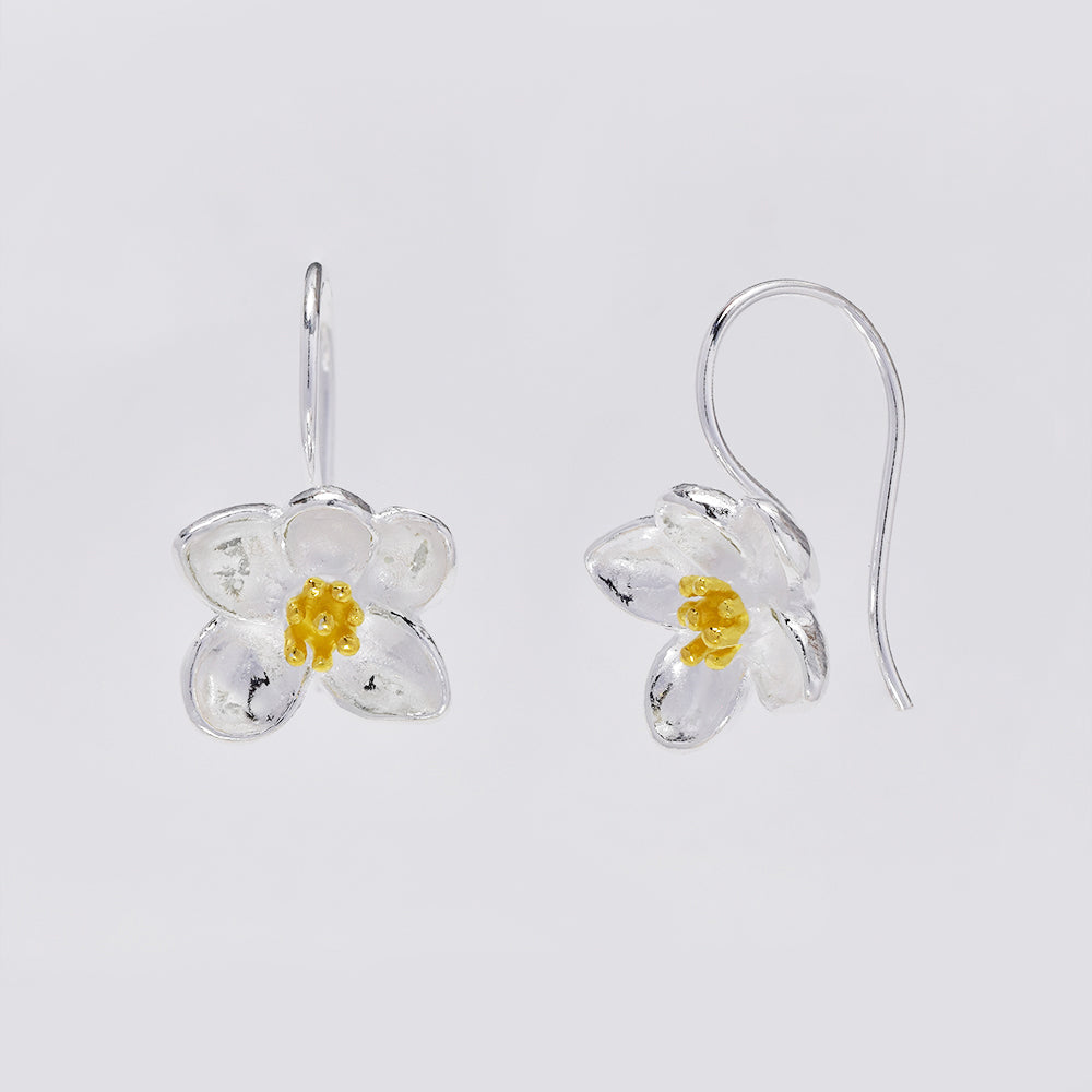 925 Silver two toned flower earrings - SE1043