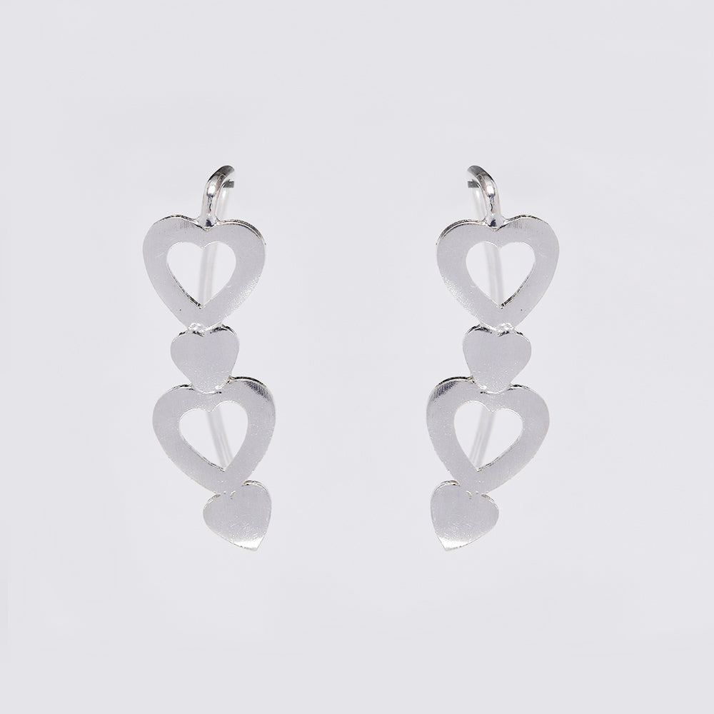 925 Silver cutout heart ear cuff earrings - SE1044