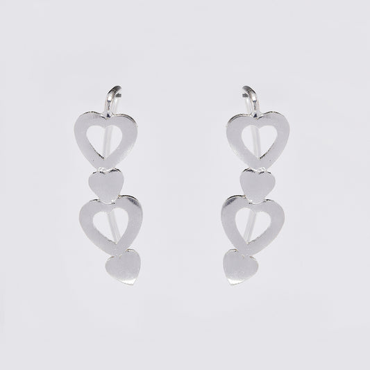 925 Silver cutout heart ear cuff earrings