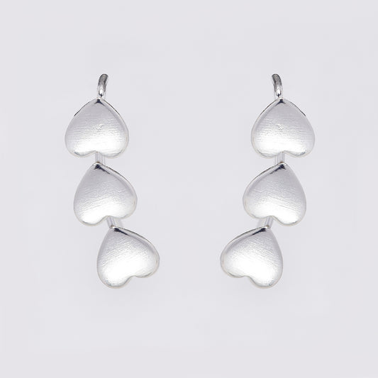 925 Silver solid heart ear cuff earrings