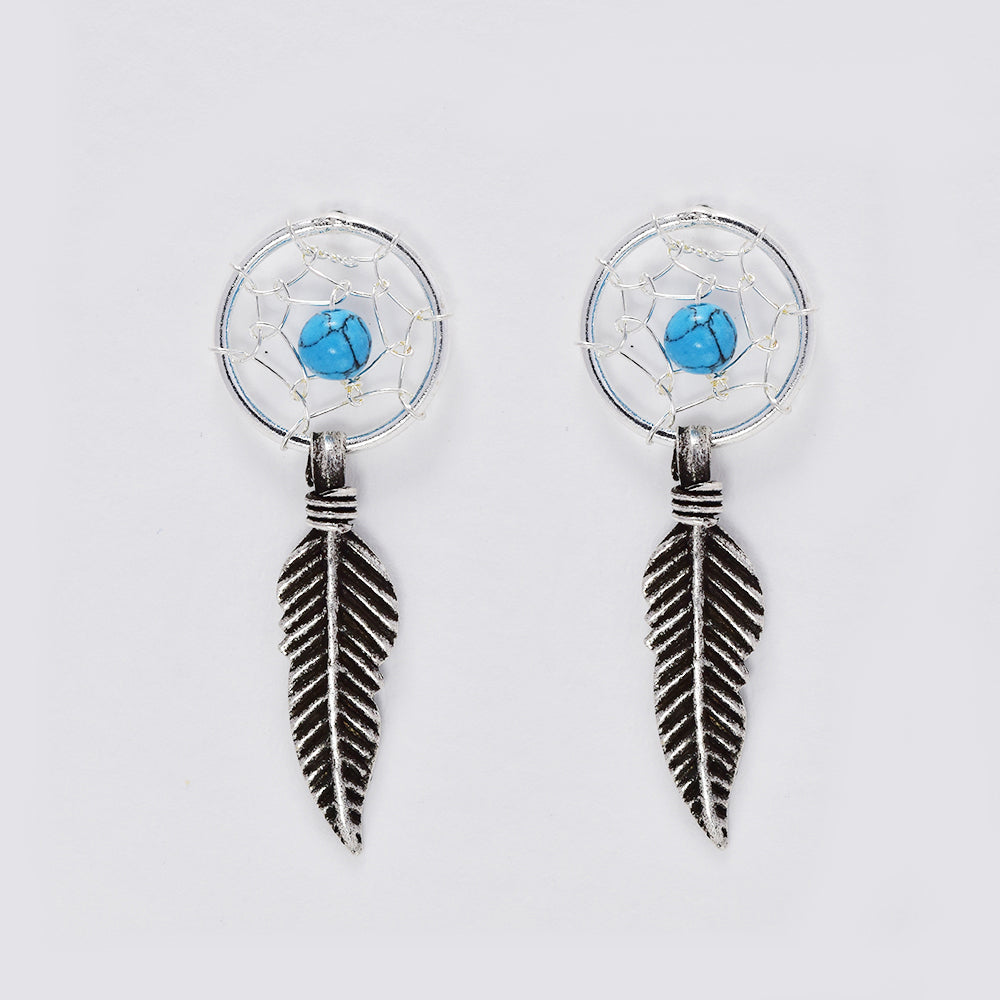 925 Silver dream catcher drop earrings - SE1047