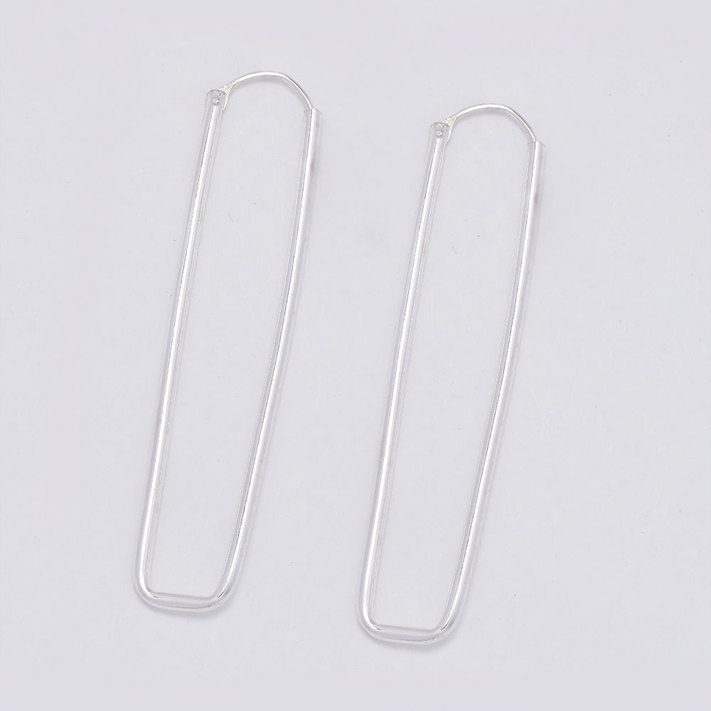 925 Silver rectangle hoop earrings - SE1058