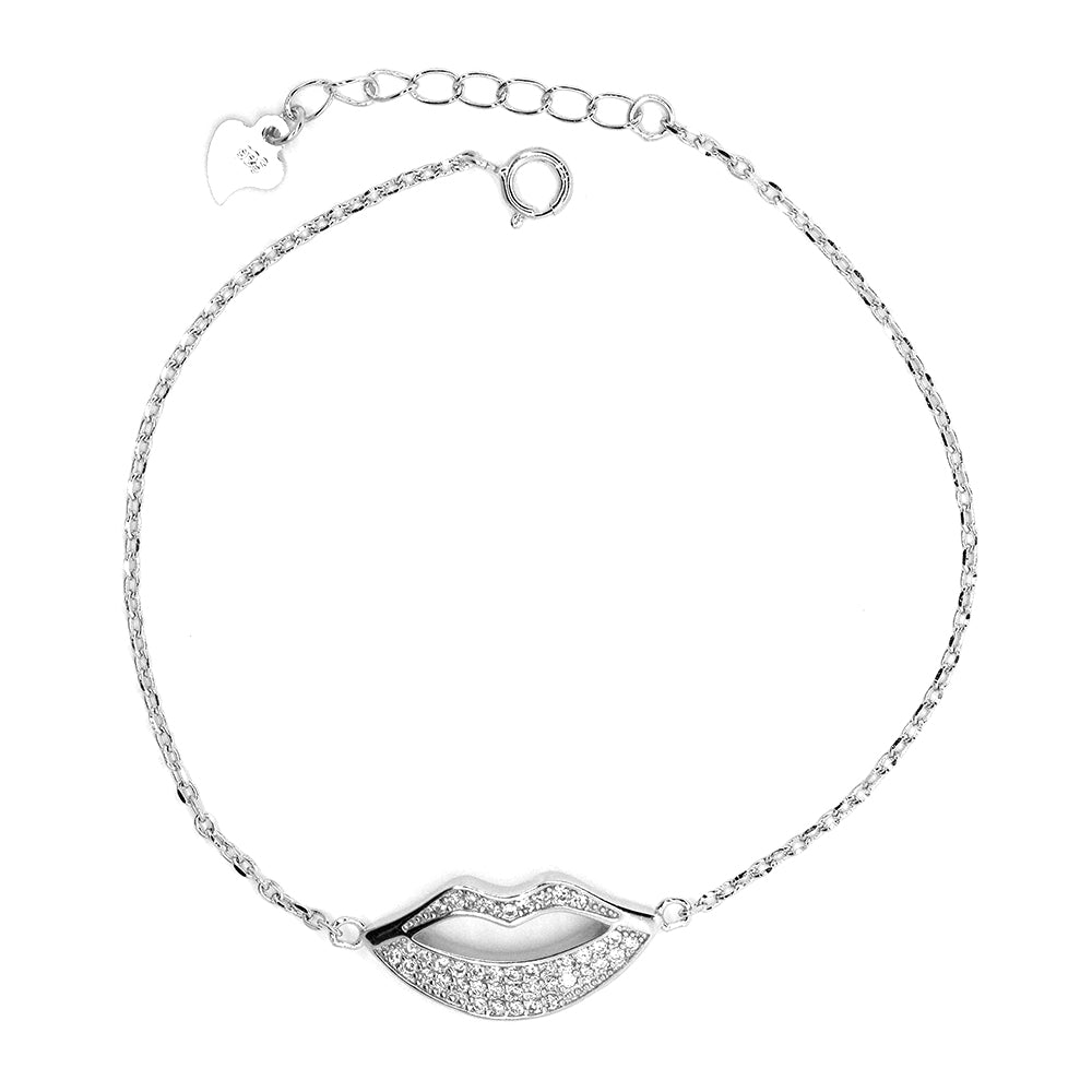 SGB6091 - 925 Silver CZ lips bracelet