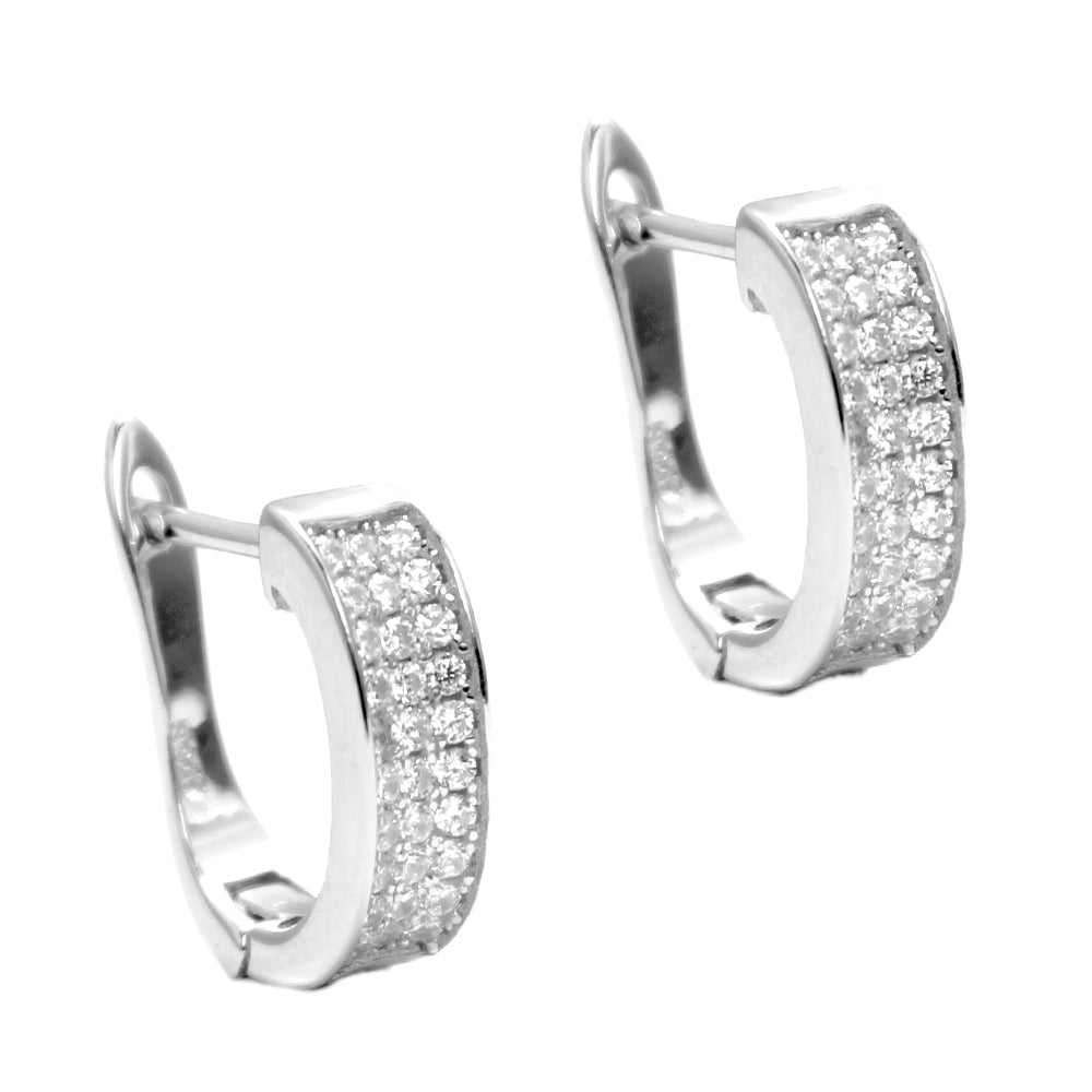 925 Silver cubic zirconia channel clip earring - SGE3319