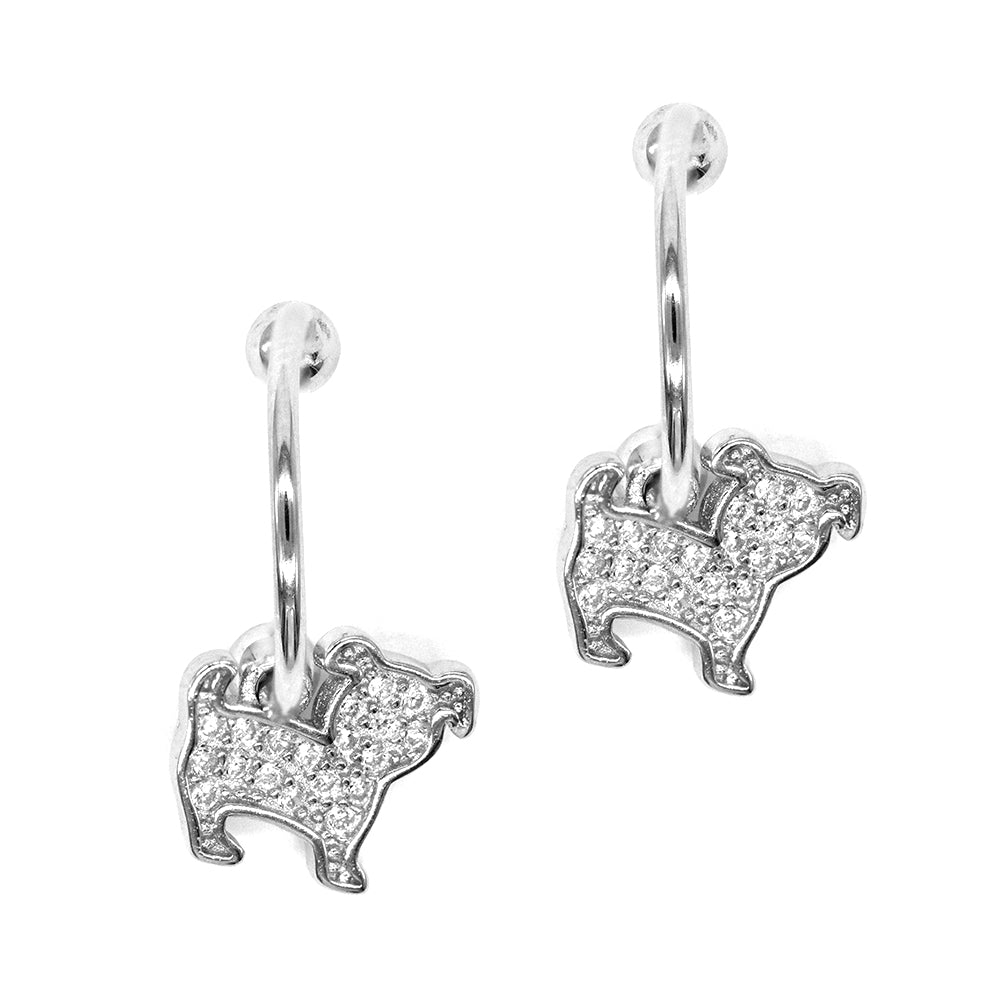 925 Silver cubic zirconia dog character drop earrings - SGE6012