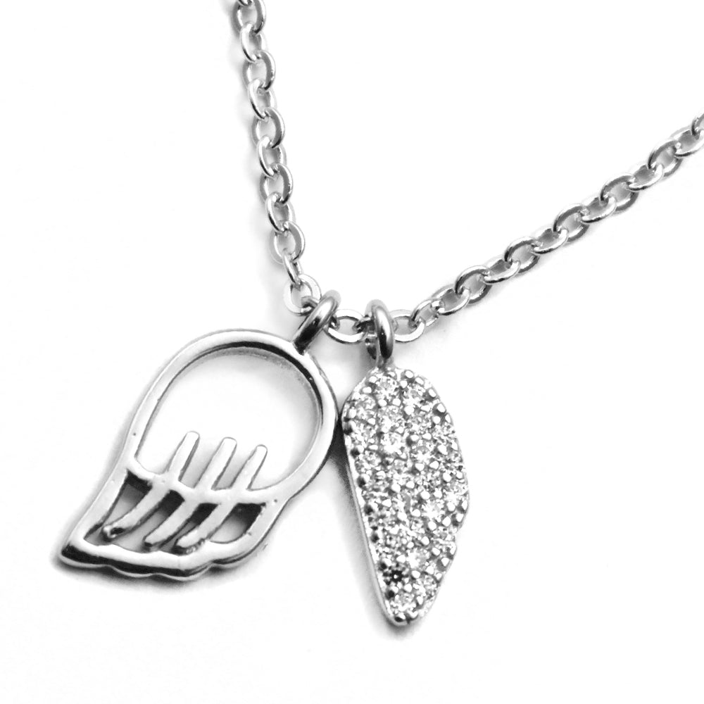 925 Silver angel wing and cubic zirconia necklace - SGN3360