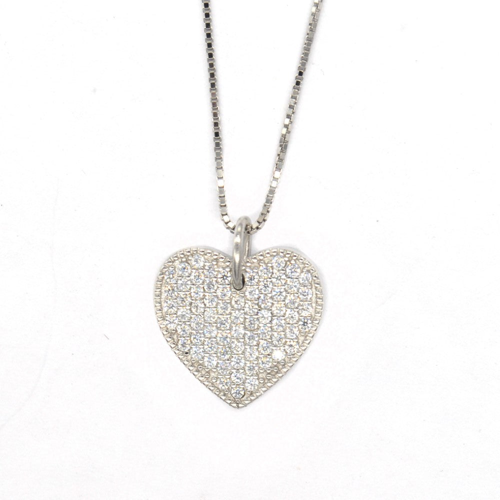 925 Silver cubic zirconia heart necklace - SGN370