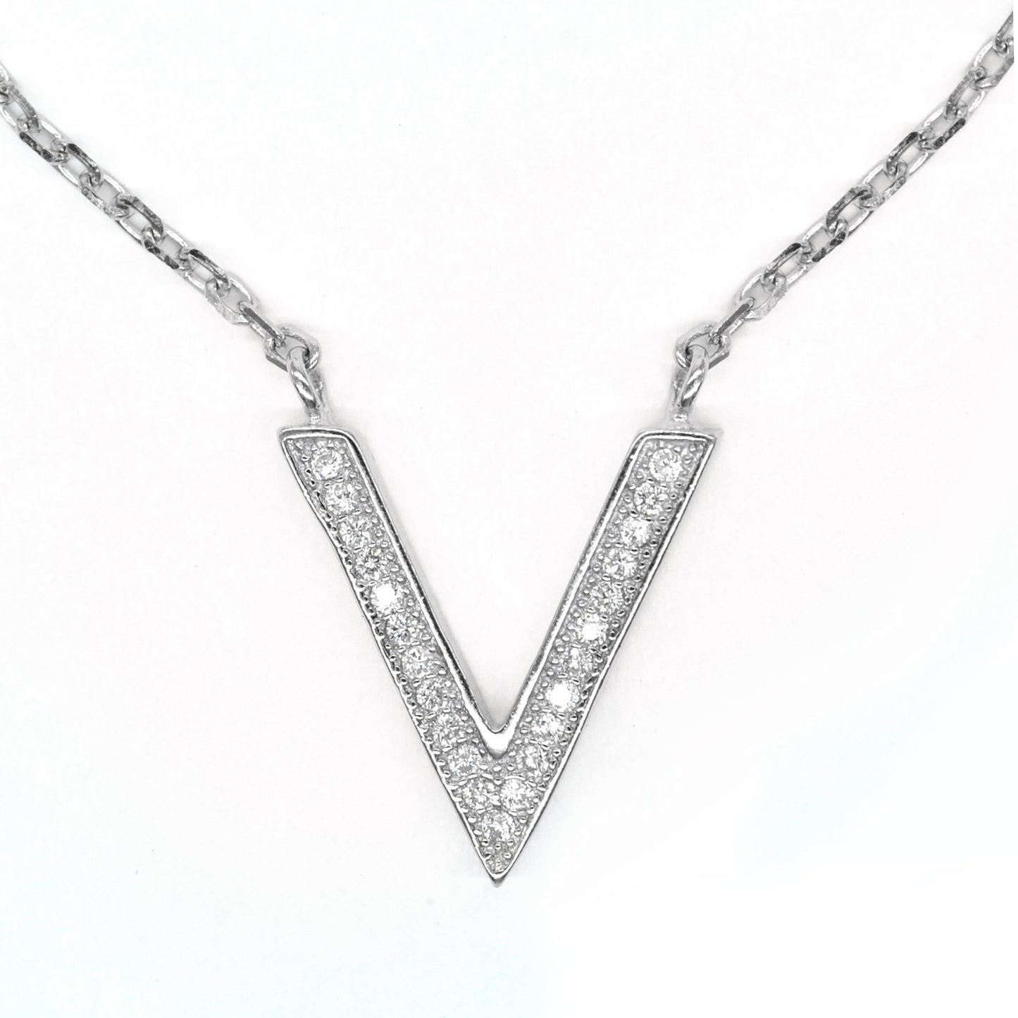 SGN453 - 925 Silver cubic zirconia v necklace