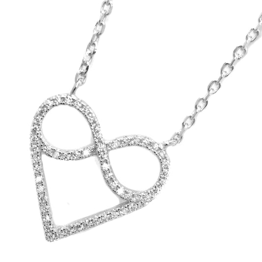 925 Silver cubic zirconia heart infinity necklace