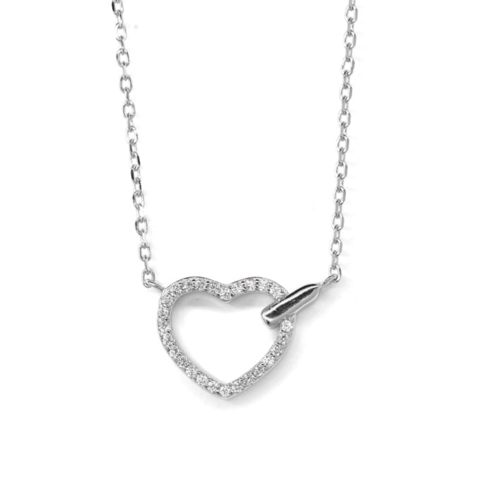 SGN6047 - 925 Silver CZ Heart Necklace