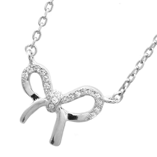 925 Silver cubic zirconia bow necklace