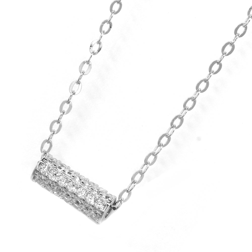 SGN6196 - 925 Silver cubic zirconia moving bar necklace