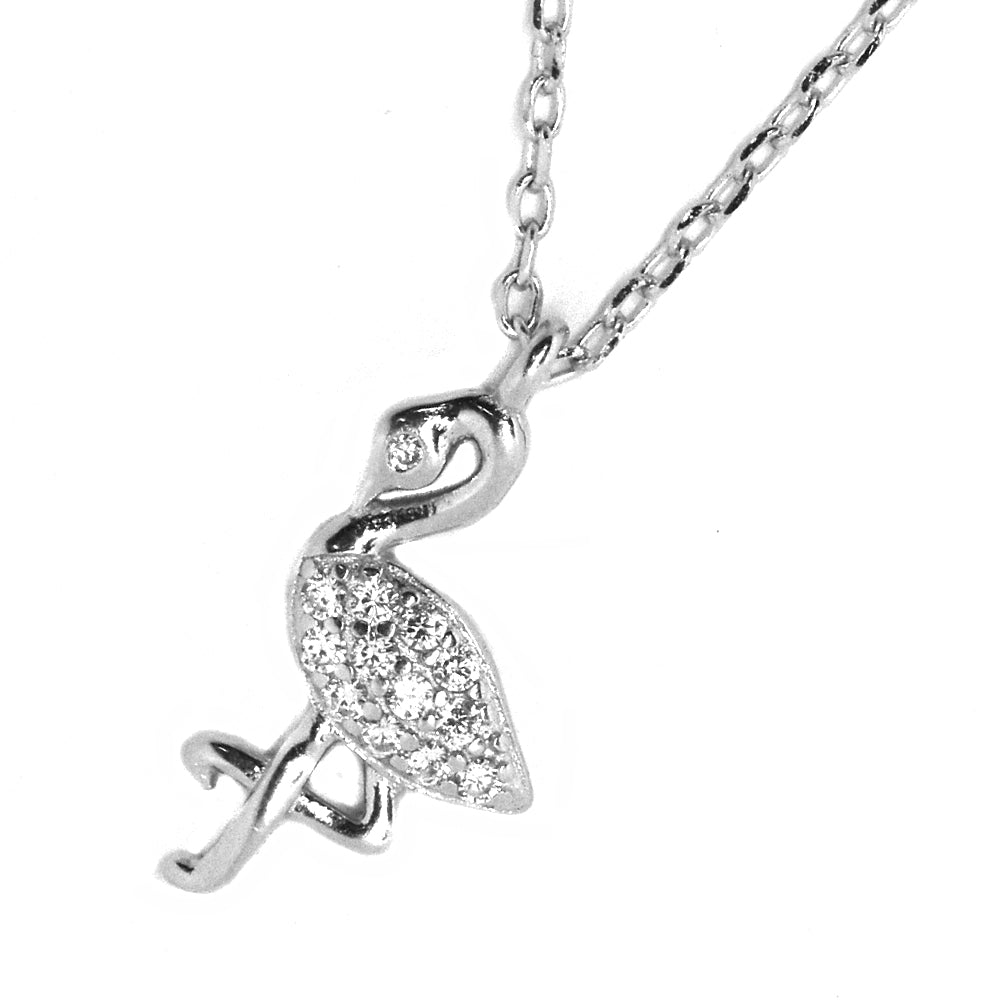 925 Silver cubic zirconia flamingo necklace - SGN7166
