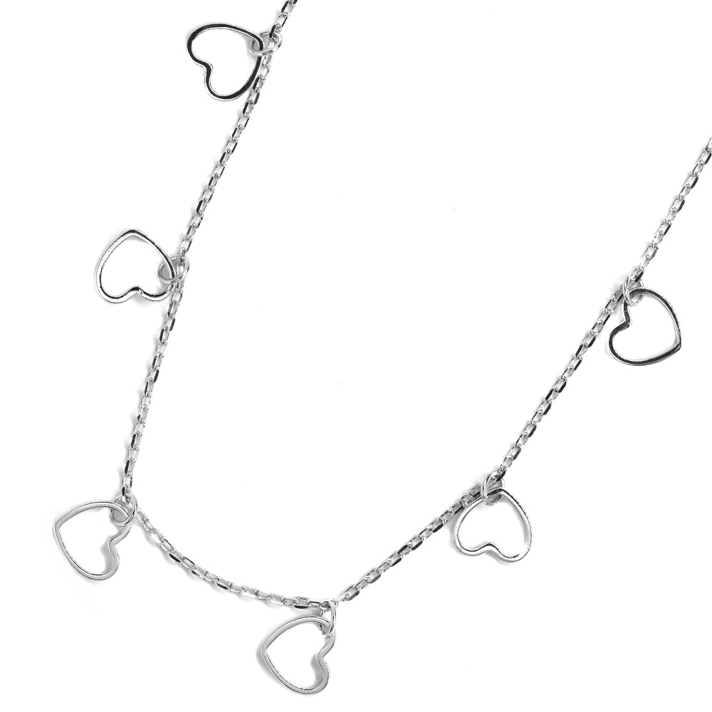 925 Silver open heart charm necklace - SGN7185