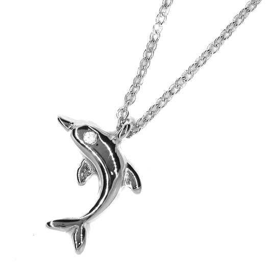 925 Silver dolphin stone necklace