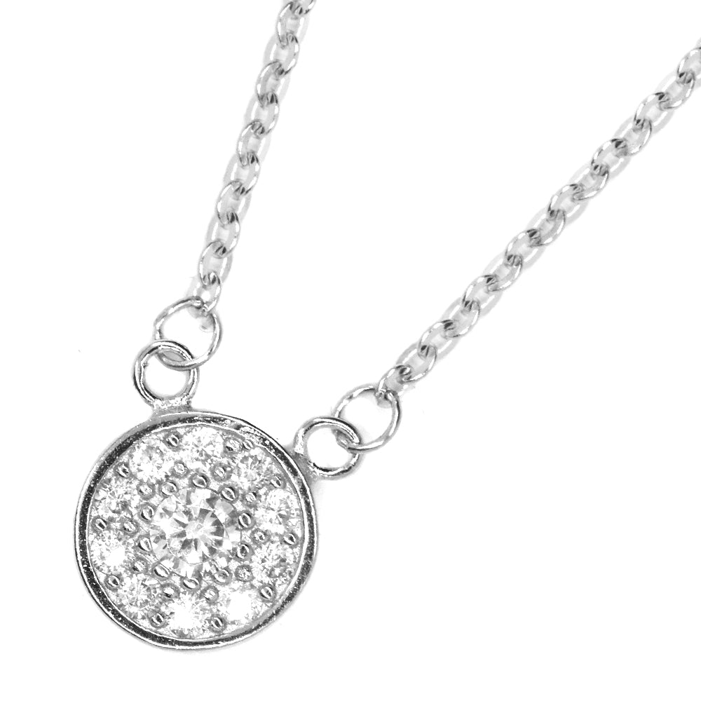 925 Silver round encrusted cubic zirconia necklace - SGN9537