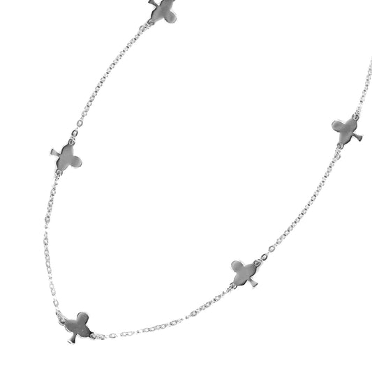 925 Silver plain clover charm necklace