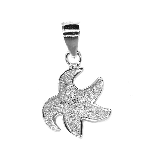 925 Silver cubic zirconia small starfish pendant