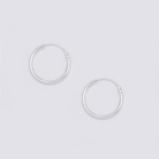 925 Silver 16mm x 1.5mm hoop earrings