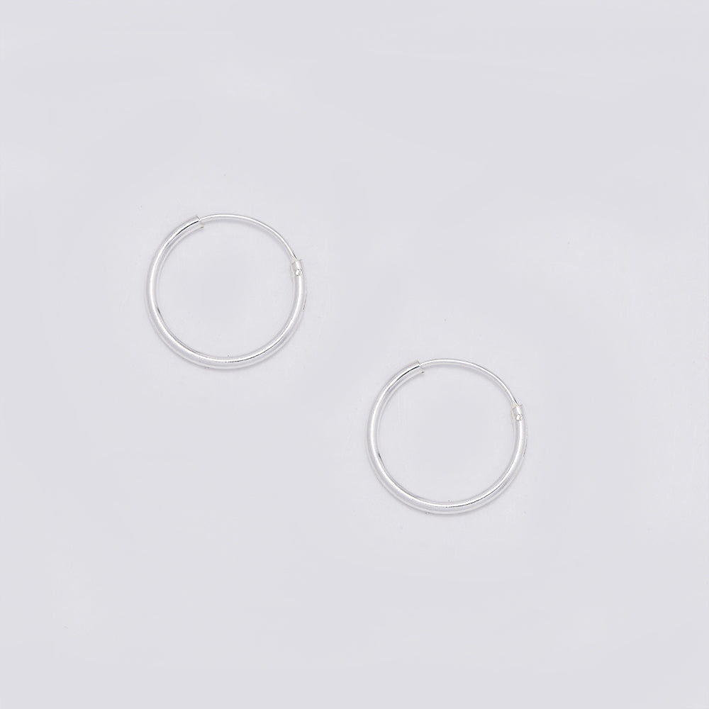 925 Silver 14mm x 1mm hoop earrings - SHOOP-1X14