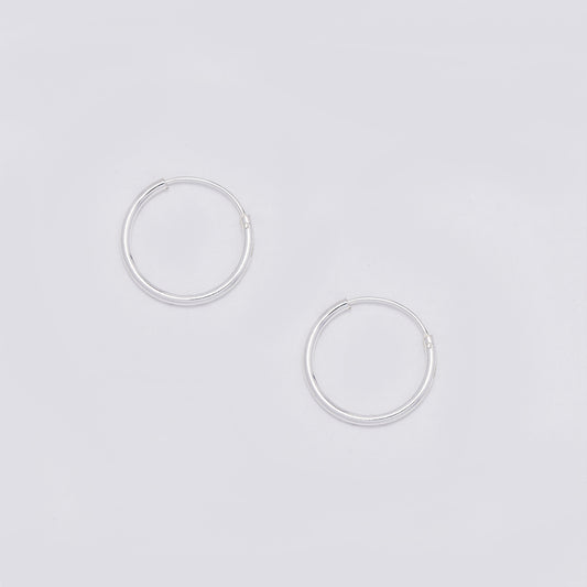 925 Silver 14mm x 1mm hoop earrings