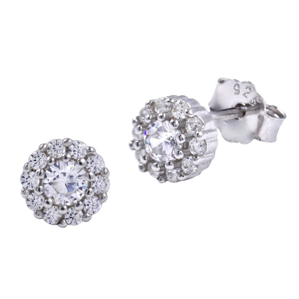 925 Silver scalloped cubic zirconia stud earring