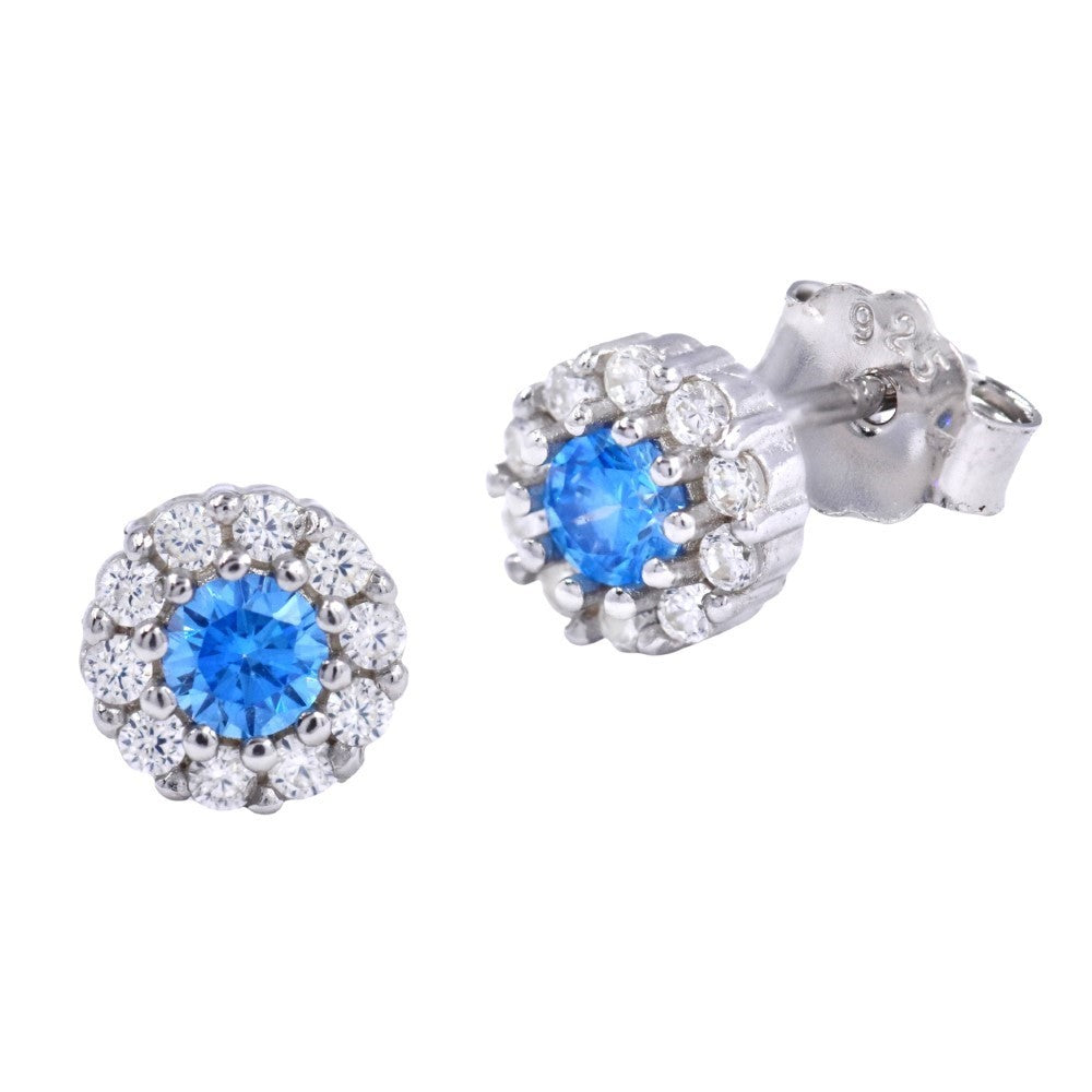 925 Silver scalloped cubic zirconia stud earring - SME2822