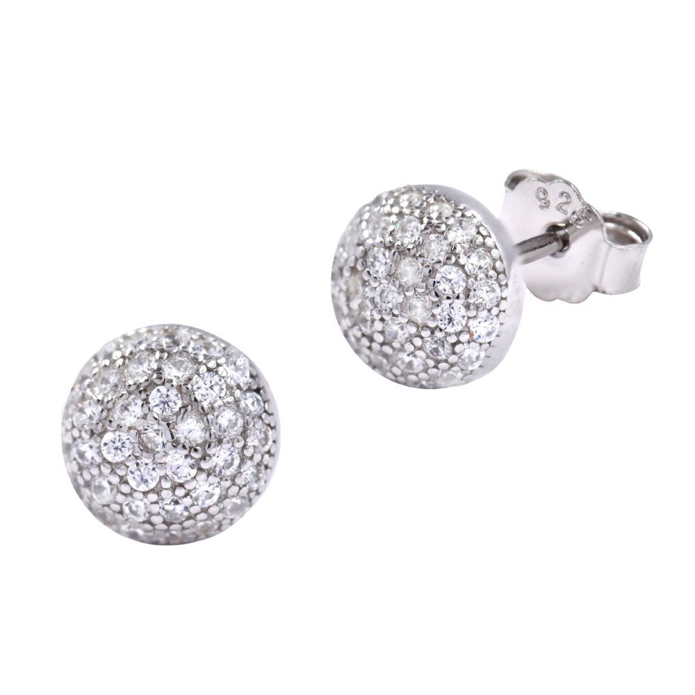 925 Silver round pave cubic zirconia stud earring - SME2824