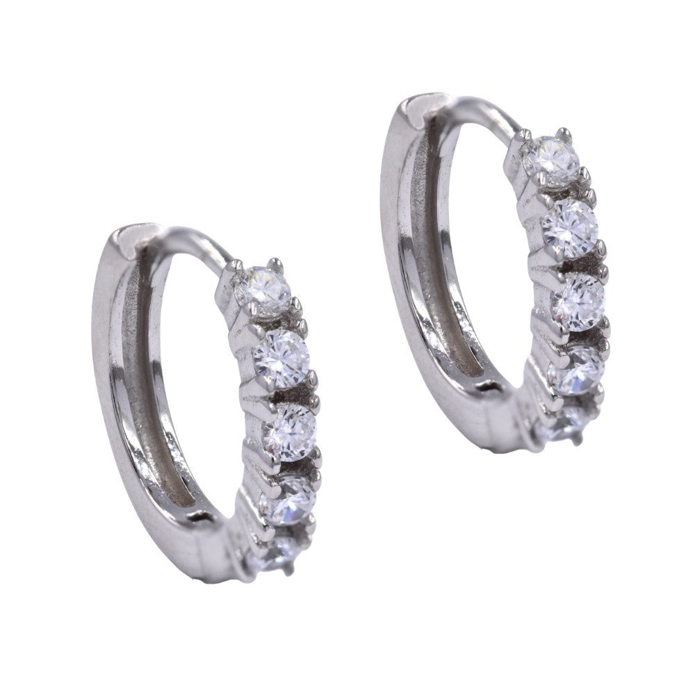 925 Silver cubic zirconia pave 15mm huggie earring - SME2832
