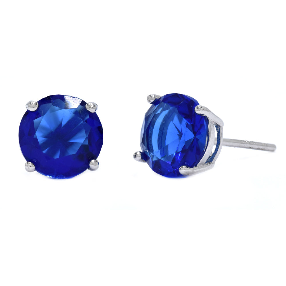 925 Silver 8mm blue cubic zirconia stud earring - SME2897