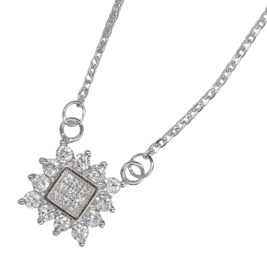 925 Silver square cubic zirconia necklace
