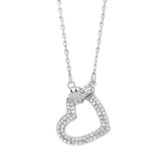 925 Silver cubic zirconia heart pendant on 40cm chain + 3cm extension