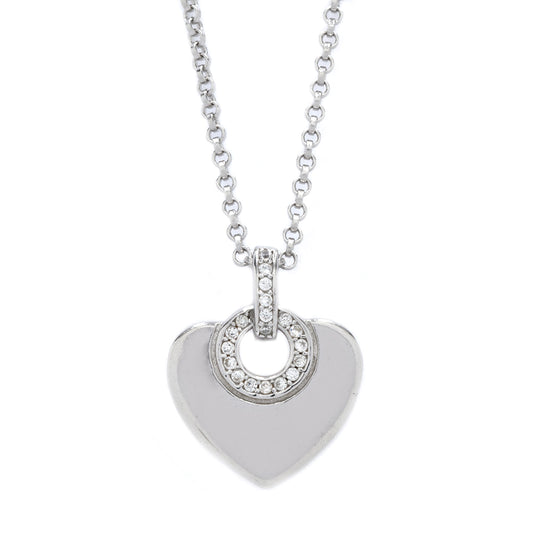 925 Silver cubic zirconia heart pendant on 42cm chain + 6cm extension necklace