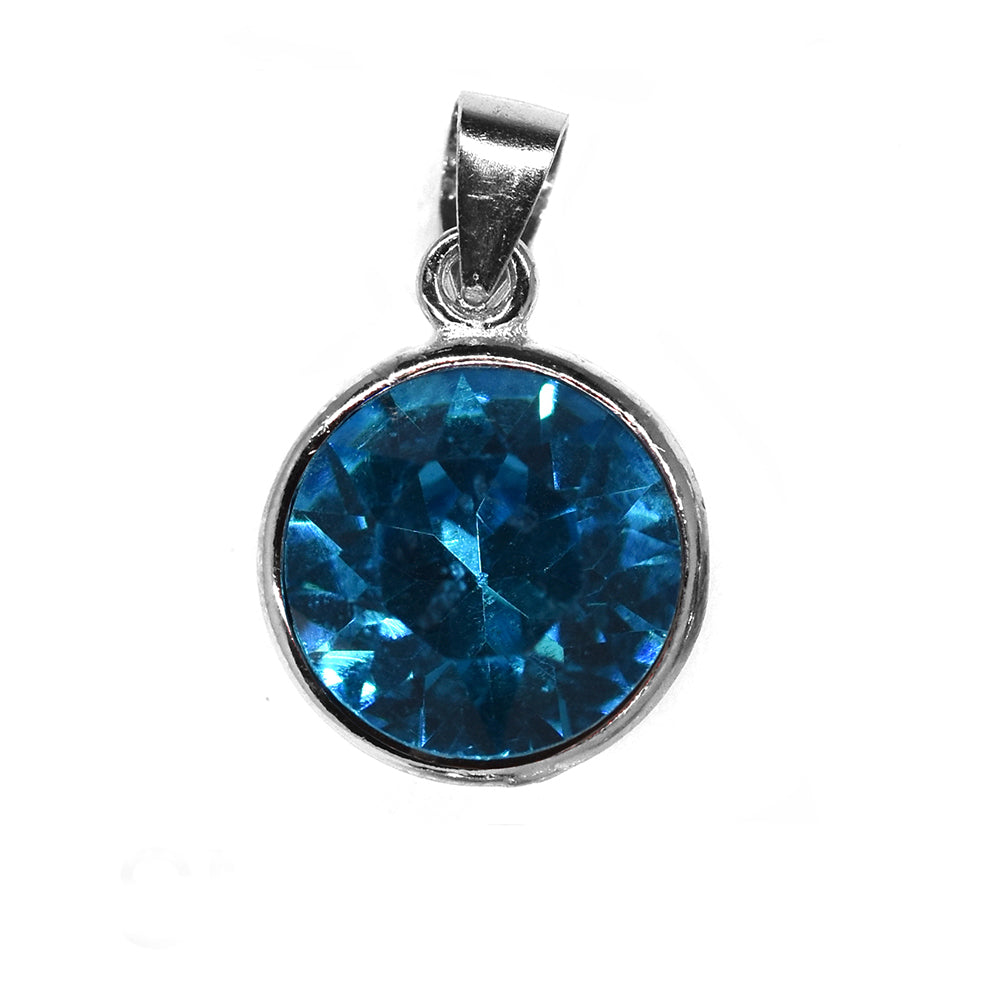 925 silver round cubic zirconia stone pendant - SMP2512