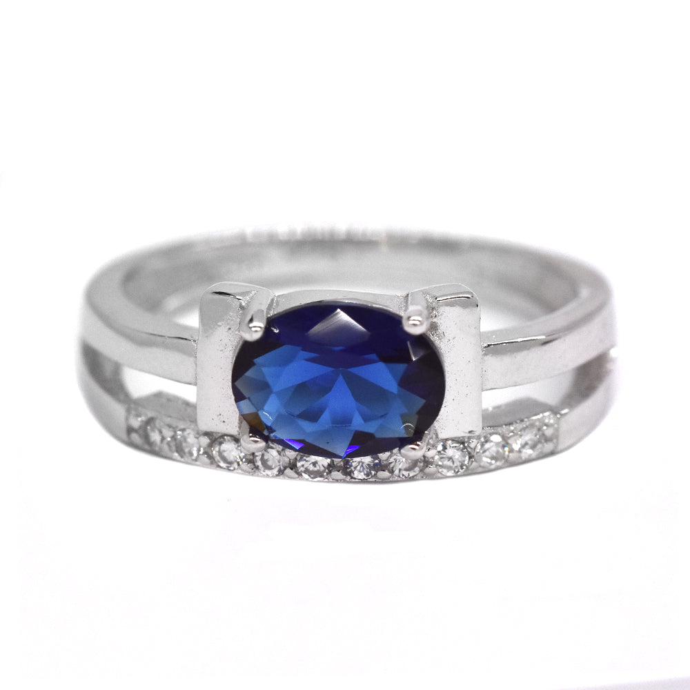 925 Silver oval on side Cubic zirconia ring - SMR2555