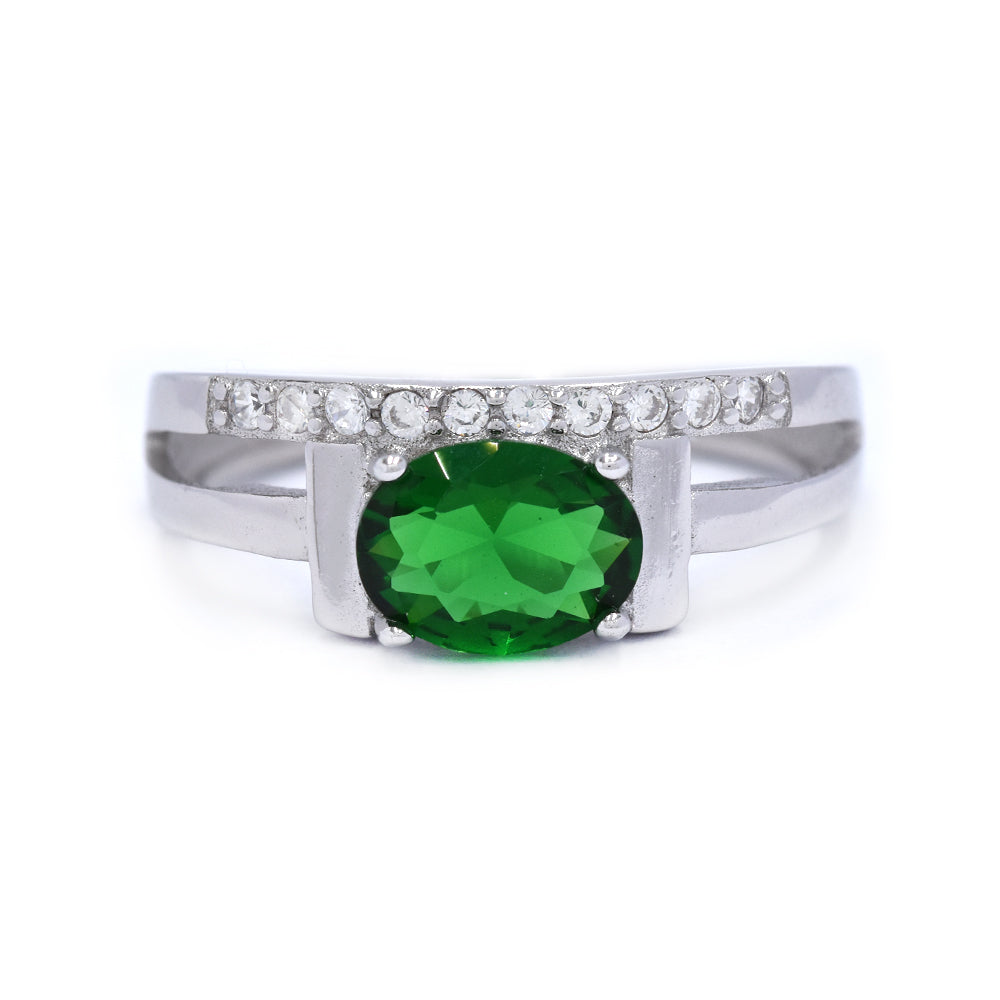925 Silver oval on side Cubic zirconia ring - SMR2555